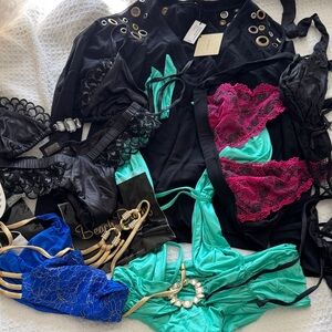 Fabric lot of beach, bunny, tops, bottoms, older vintage, one piece, bikinis